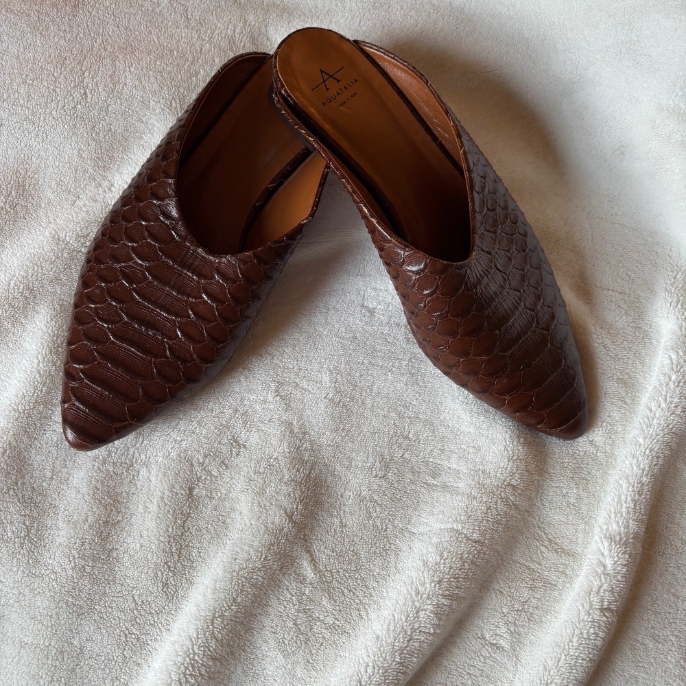 aquatalia snake embossed mule